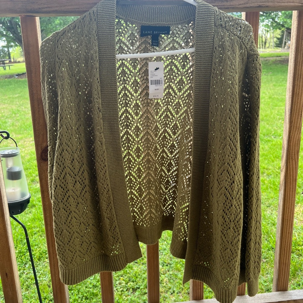 Lane Bryant Cropped Cardigan Sage Green 18/20 NWT